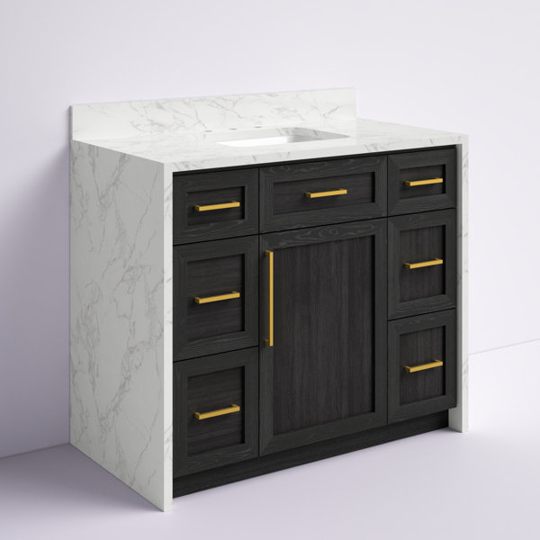 Lark Manor Akalya 42'' Waterfall Bathroom Vanity with Engineered Stone